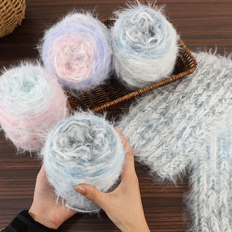 DIY Gradient Fuzzy Scarf Knitting Kit for Beginners – Soft Long Fur Yarn Scarf Craft Set with Video Tutorial