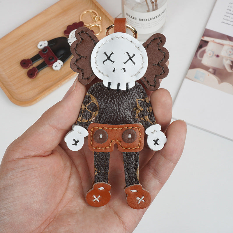DIY Leather Keychain Kit Cute Character Pendant | Handmade PU + Cowhide Craft Keyring Set with Video Tutorial
