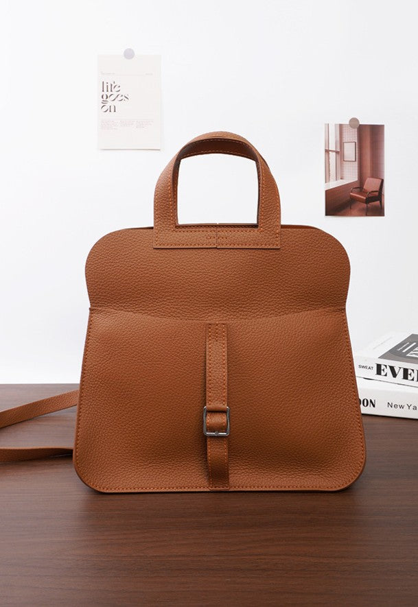 DIY Genuine Leather Tote Bag Kit for Beginners – Handmade Cowhide Shoulder Bag Sewing Kit with Pre-Cut Materials & Video Tutorial