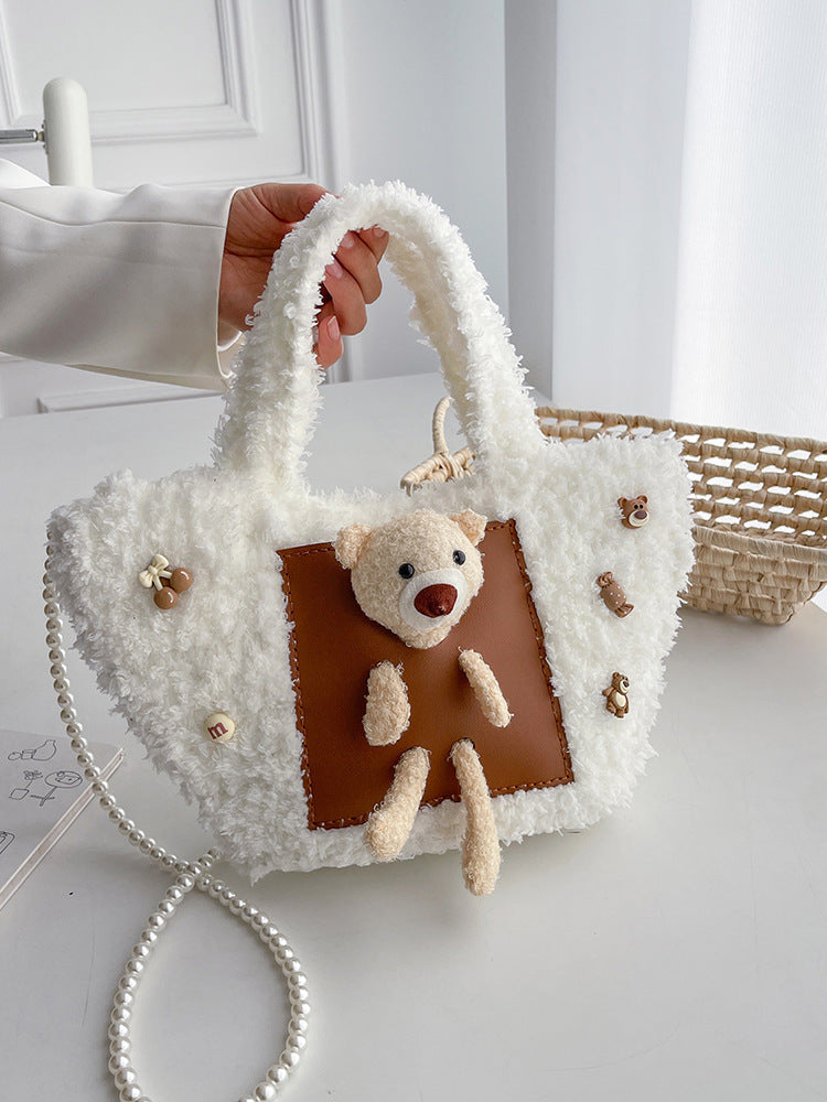 DIY Plush Shoulder Bag Kit for Beginners – Handmade Crochet Style Tote Bag Craft Set with Video Tutorial, Gift Making Kit