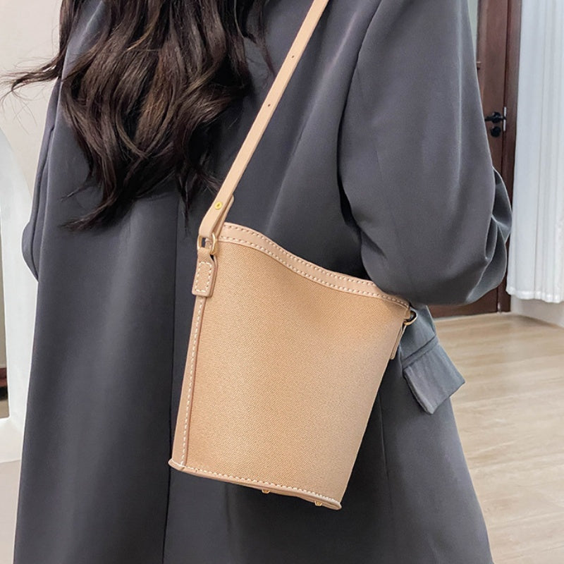 DIY PU Leather Bucket Bag Kit for Beginners – Handmade Shoulder & Crossbody Bag Sewing Kit with Video Tutorial