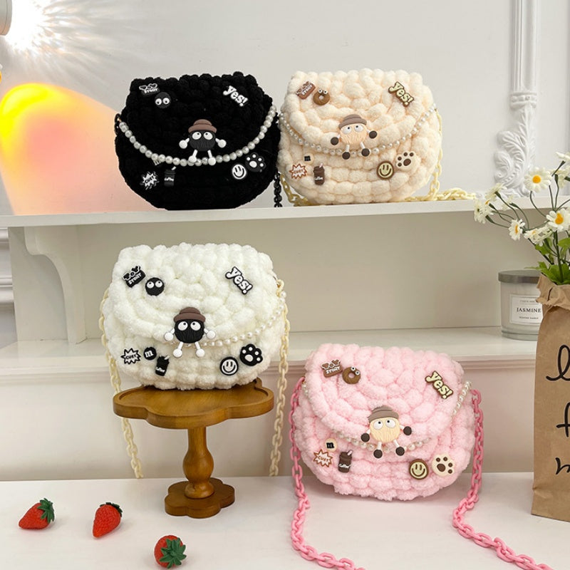 DIY Crochet Pearl Handle Bag Kit for Beginners | Handmade Yarn Shoulder & Crossbody Bag with Video Tutorial