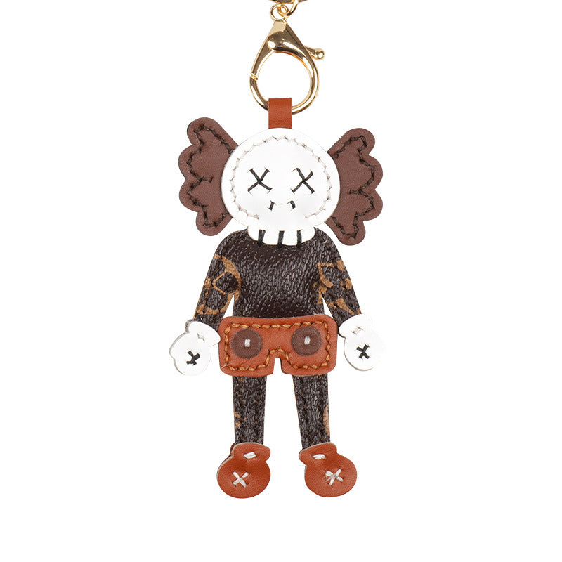 DIY Leather Keychain Kit Cute Character Pendant | Handmade PU + Cowhide Craft Keyring Set with Video Tutorial