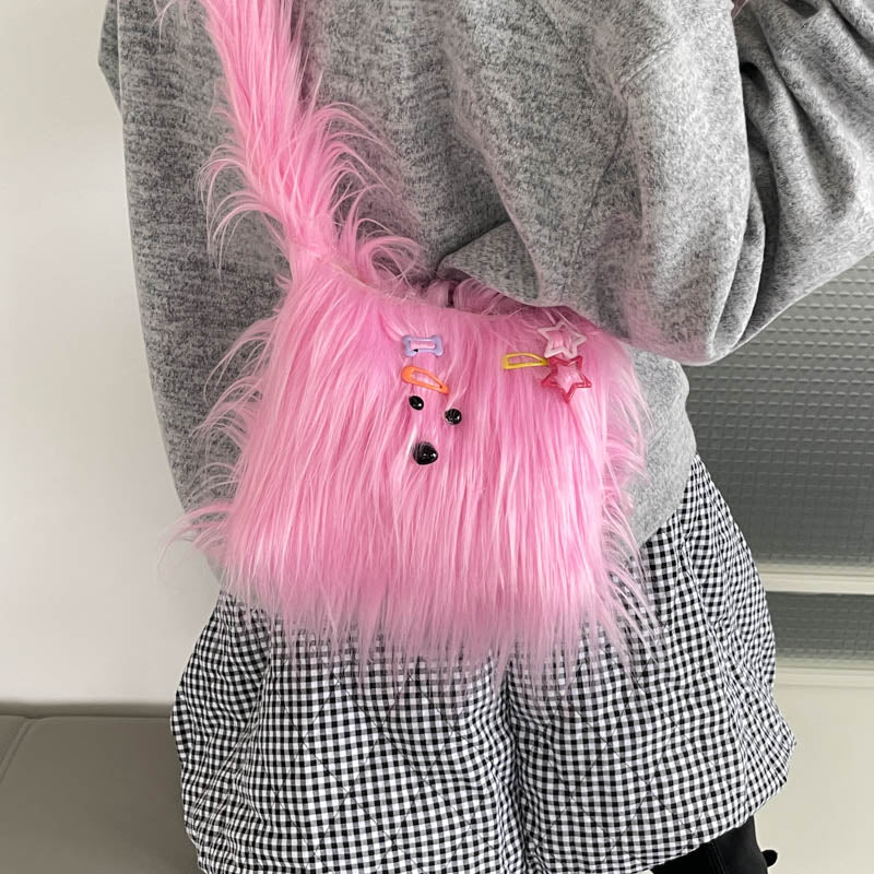 DIY Plush Crossbody Bag Kit for Beginners – Handmade Furry Shoulder Purse Sewing Kit with Pre-Cut Materials & Video Tutorial