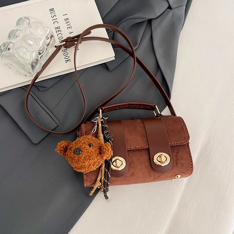 DIY Suede Leather Shoulder Bag Kit for Beginners – Handmade Crossbody Purse Sewing Kit with Pre-Cut Materials & Video Tutorial