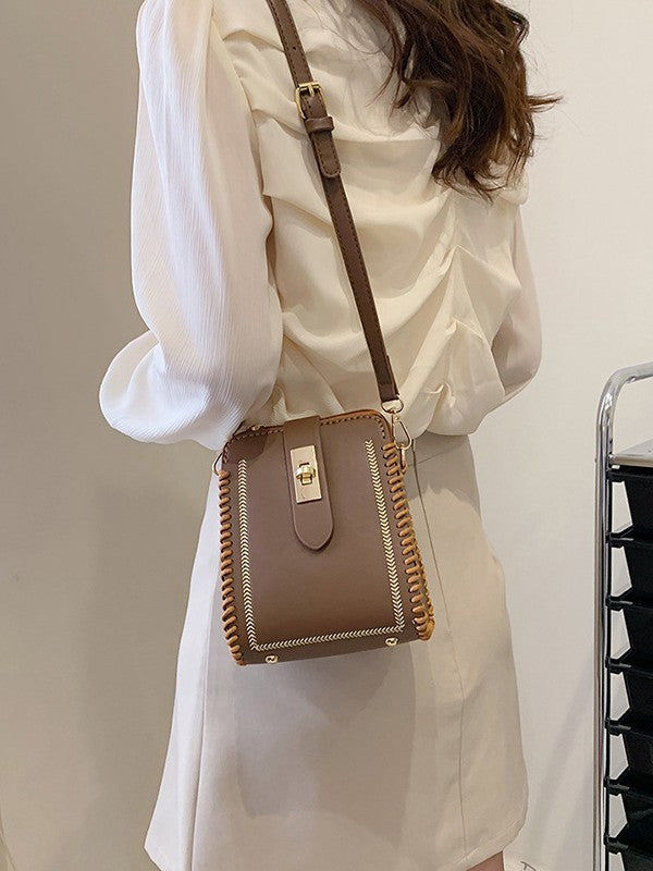 DIY PU Leather Crossbody Bag Kit for Beginners – Handmade Shoulder Bag Sewing Kit with Pre-Cut Materials & Video Tutorial