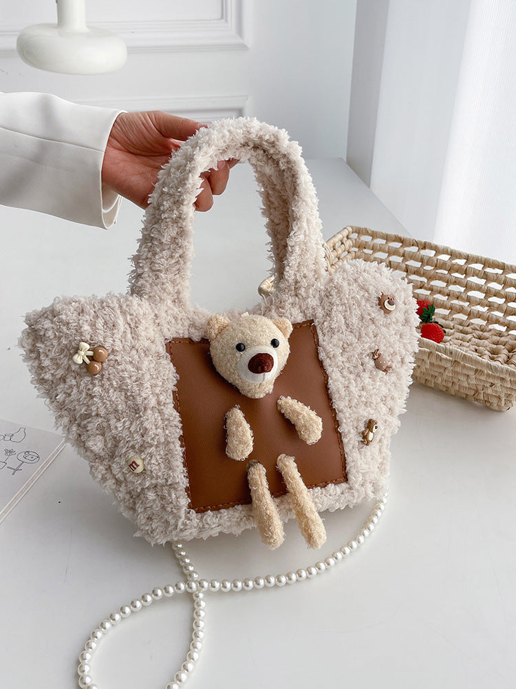 DIY Plush Shoulder Bag Kit for Beginners – Handmade Crochet Style Tote Bag Craft Set with Video Tutorial, Gift Making Kit