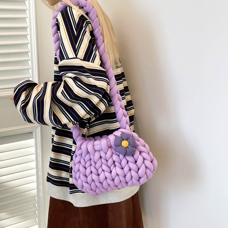 DIY Crochet Shoulder Bag Kit for Beginners – Handmade Yarn Crossbody Purse Craft Set with Tools & Video Tutorial