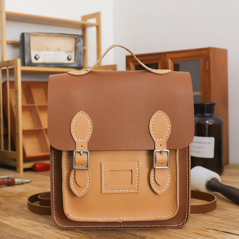 DIY PU Leather Backpack Kit for Beginners – Handmade Convertible Shoulder Bag with Pre-Cut Pieces & Video Tutorial