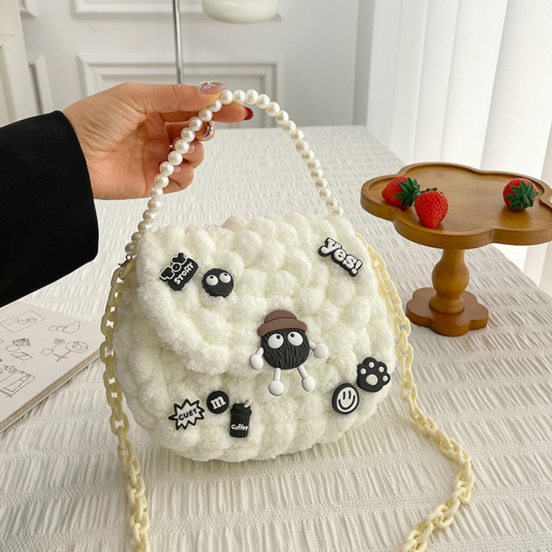 DIY Crochet Pearl Handle Bag Kit for Beginners | Handmade Yarn Shoulder & Crossbody Bag with Video Tutorial