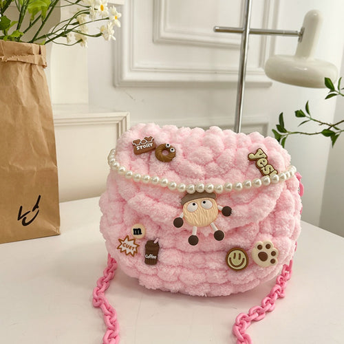 DIY Crochet Pearl Handle Bag Kit for Beginners | Handmade Yarn Shoulder & Crossbody Bag with Video Tutorial