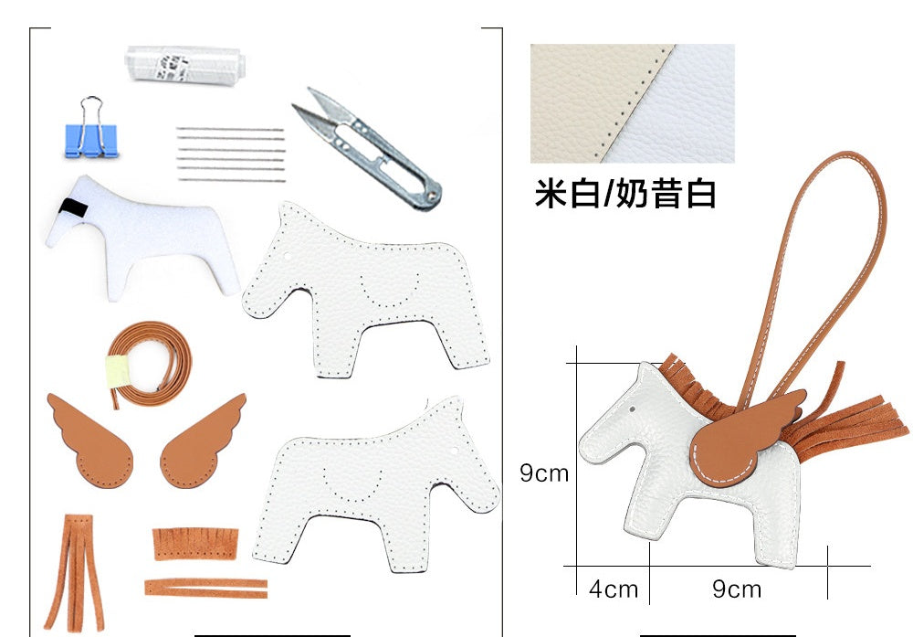 DIY Leather Angel Horse Charm Kit – Handmade Pony Keychain Bag Charm Craft Set for Beginners