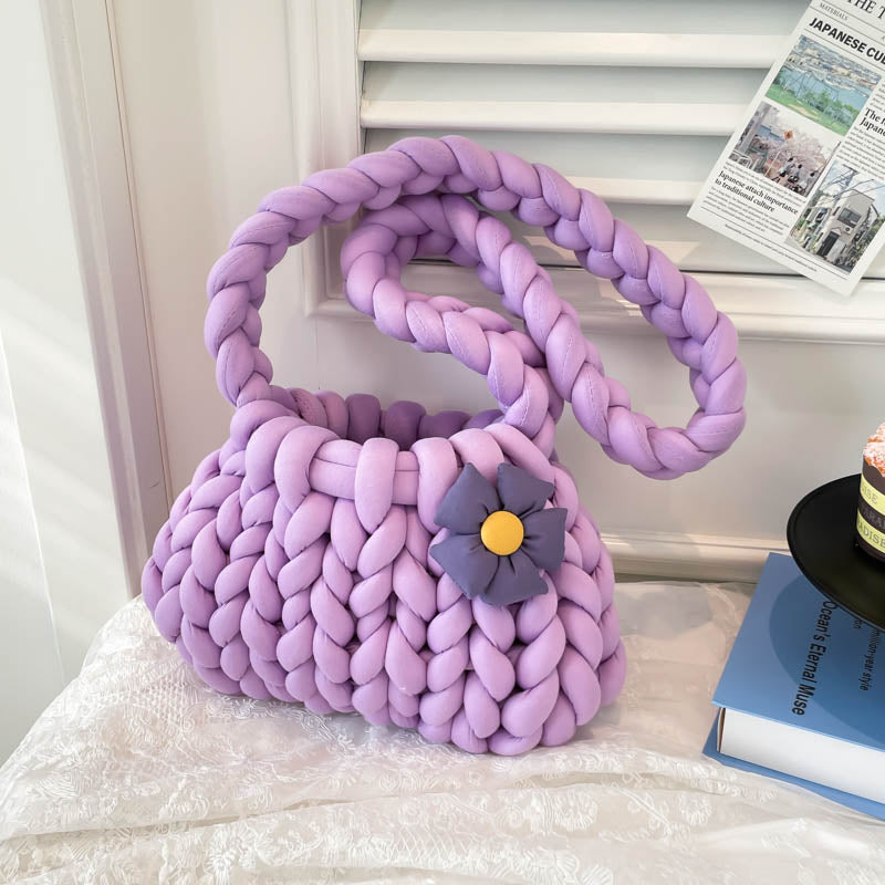 DIY Crochet Shoulder Bag Kit for Beginners – Handmade Yarn Crossbody Purse Craft Set with Tools & Video Tutorial