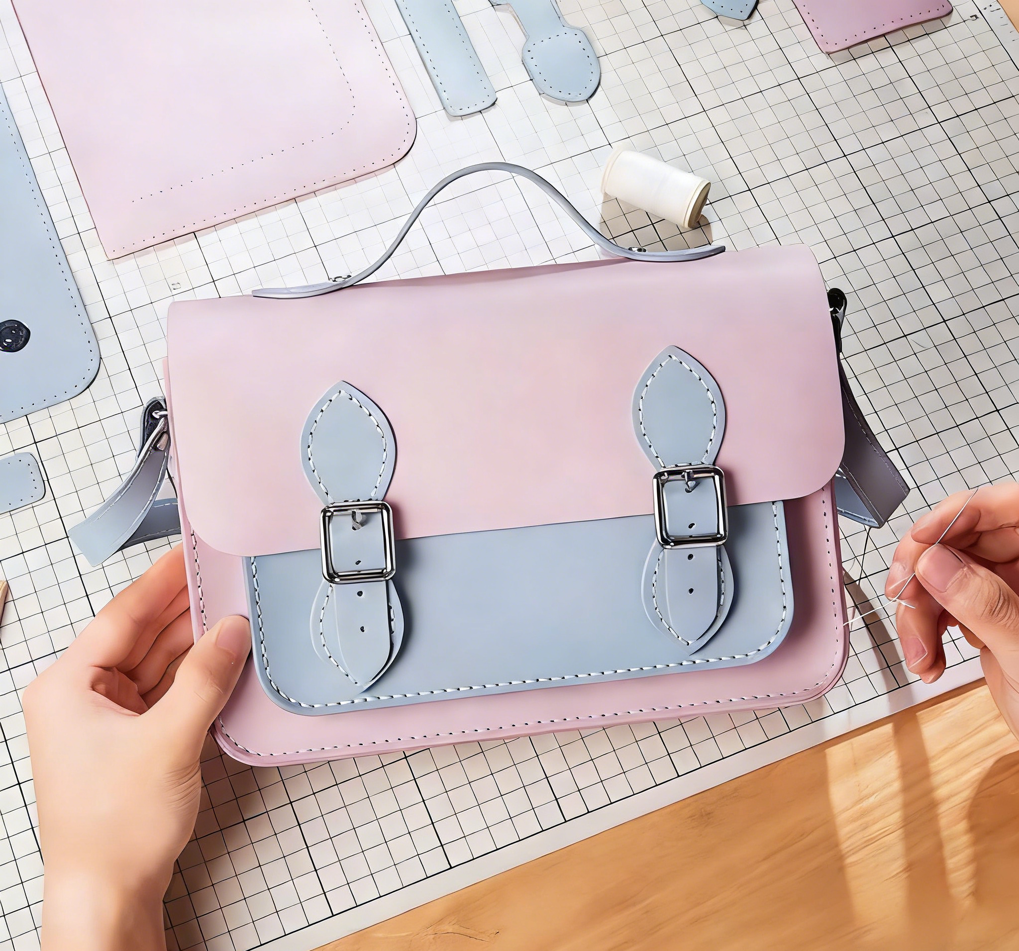 DIY PU Leather Handbag Kit – Handmade Shoulder & Crossbody Bag Craft Kit for Beginners with Video Tutorial (Multi-Color Fashion Tote)