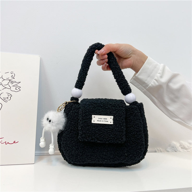 DIY Plush Tote Bag Kit for Beginners – Handmade Fuzzy Handbag Craft Kit with Video Tutorial, Shoulder & Tote Bag