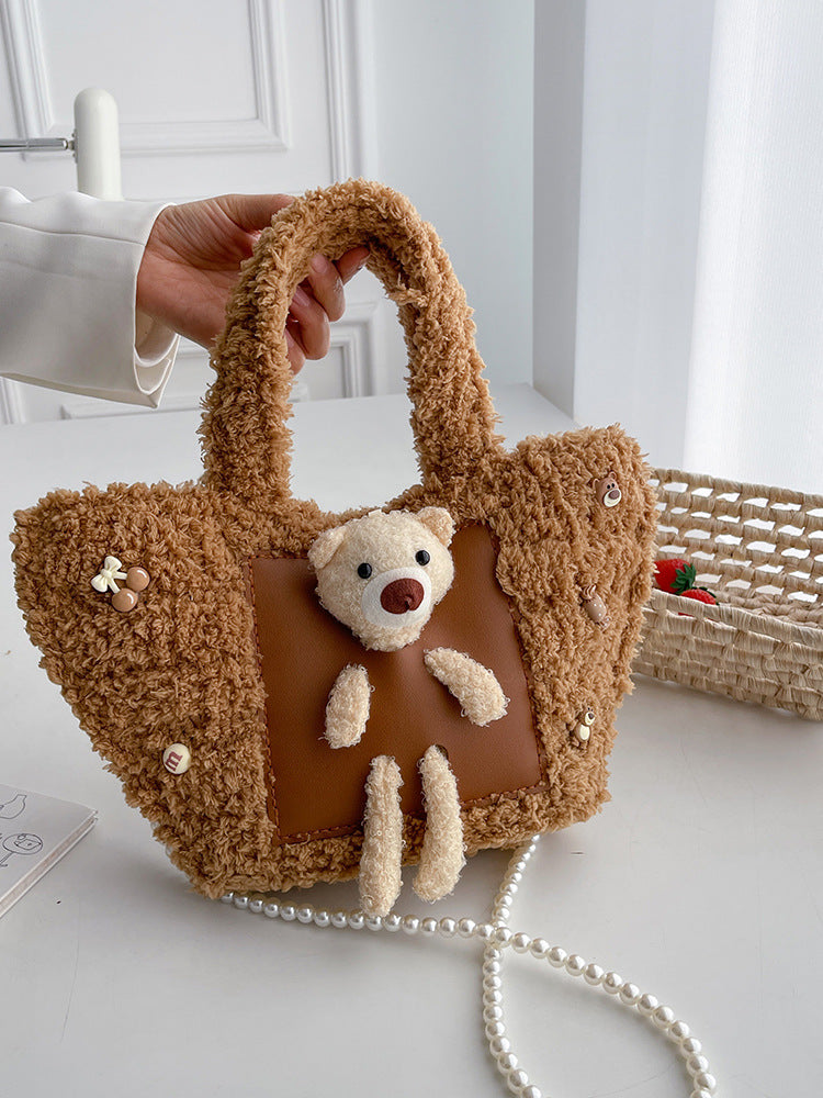DIY Plush Shoulder Bag Kit for Beginners – Handmade Crochet Style Tote Bag Craft Set with Video Tutorial, Gift Making Kit