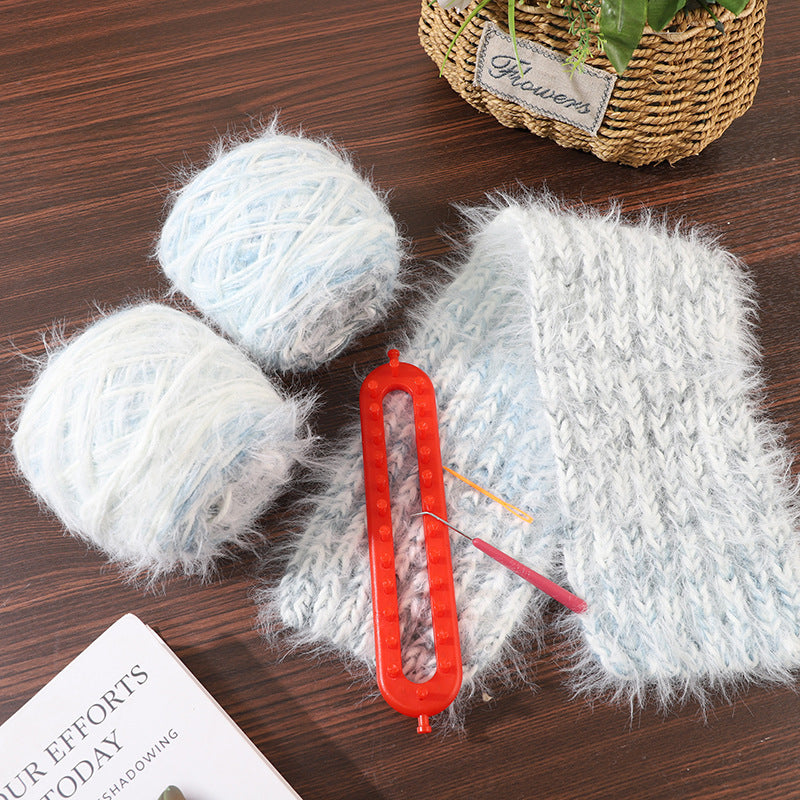 DIY Gradient Fuzzy Scarf Knitting Kit for Beginners – Soft Long Fur Yarn Scarf Craft Set with Video Tutorial