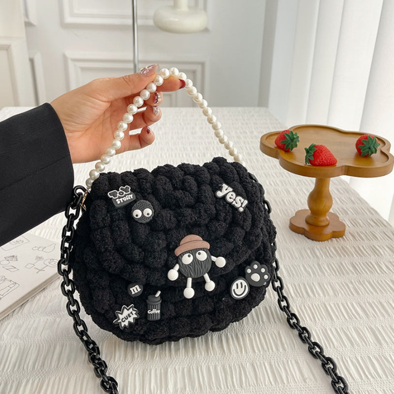 DIY Crochet Pearl Handle Bag Kit for Beginners | Handmade Yarn Shoulder & Crossbody Bag with Video Tutorial