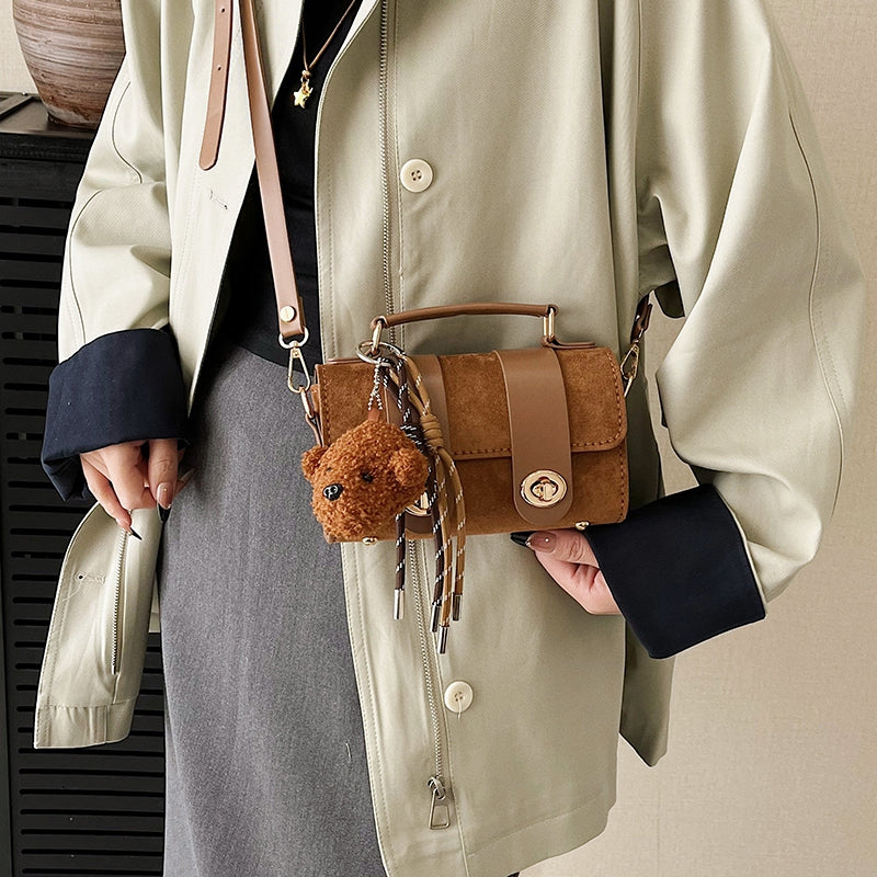 DIY Suede Leather Shoulder Bag Kit for Beginners – Handmade Crossbody Purse Sewing Kit with Pre-Cut Materials & Video Tutorial