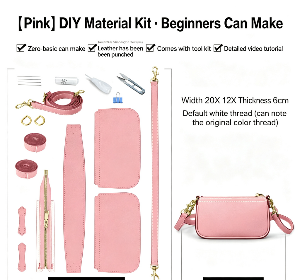 DIY Leather Envelope Bag Kit for Beginners – Mini Crossbody Shoulder Bag Making Kit