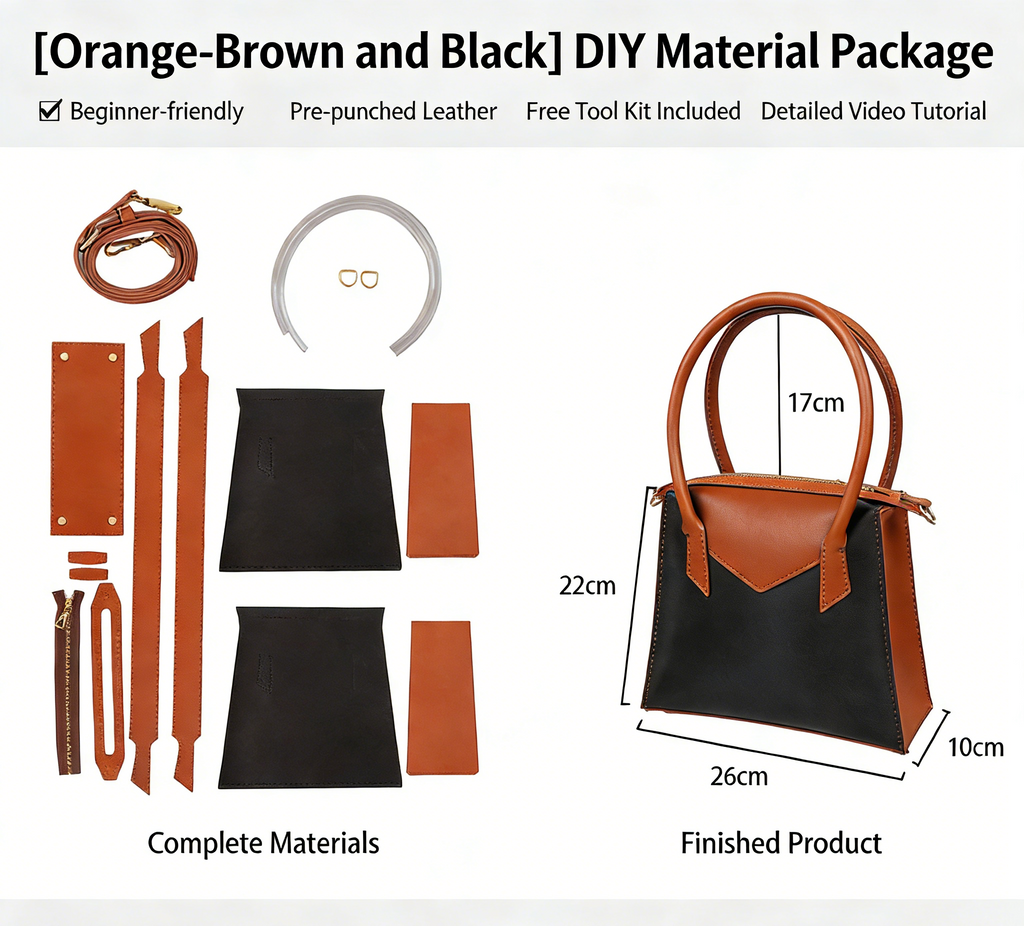 DIY Genuine Leather Crossbody Bag Kit – Handmade Cowhide Shoulder Bag Craft Set for Beginners with Video Tutorial (Daily Use, Multi Colors)