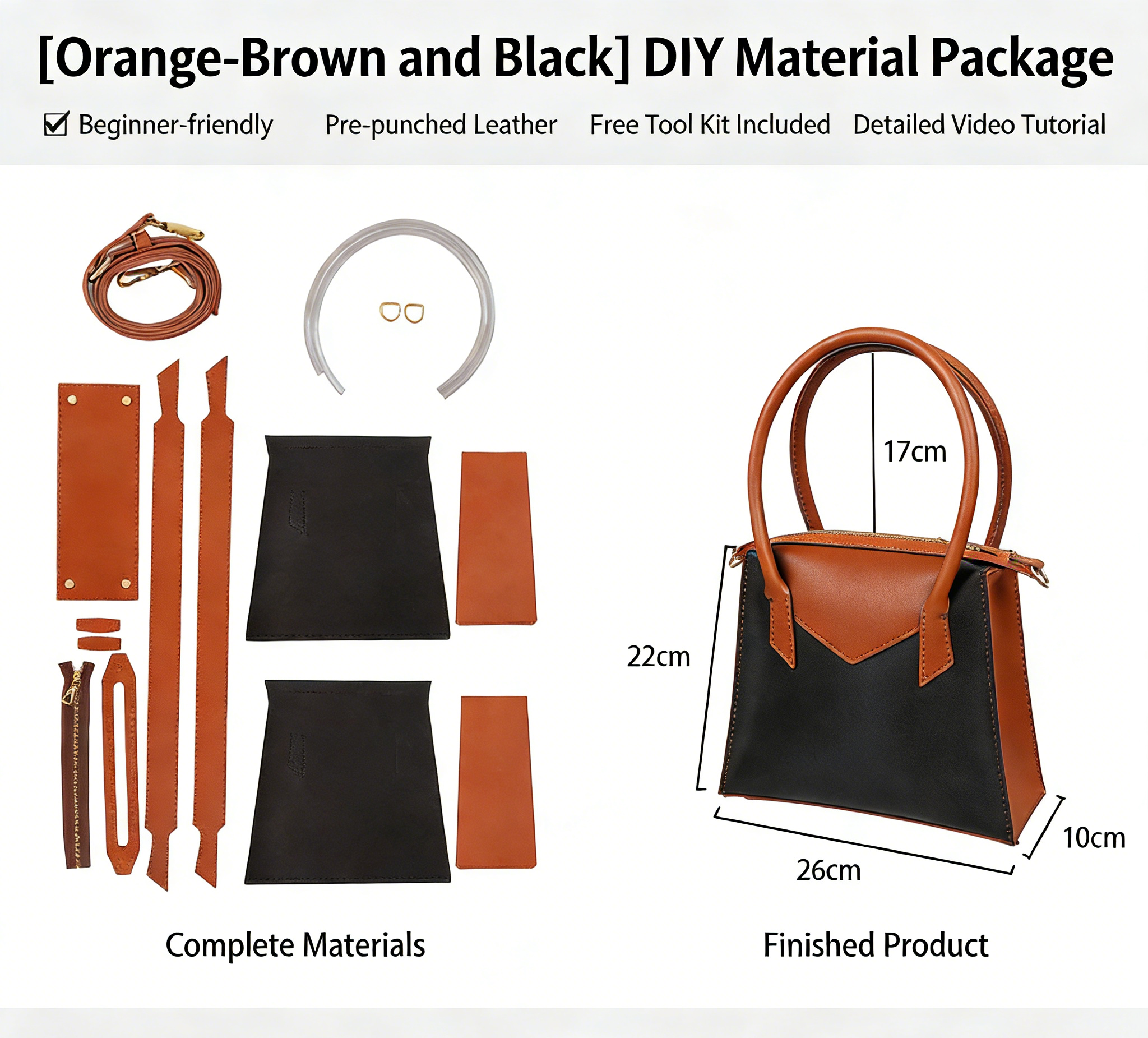 DIY Genuine Leather Crossbody Bag Kit – Handmade Cowhide Shoulder Bag Craft Set for Beginners with Video Tutorial (Daily Use, Multi Colors)