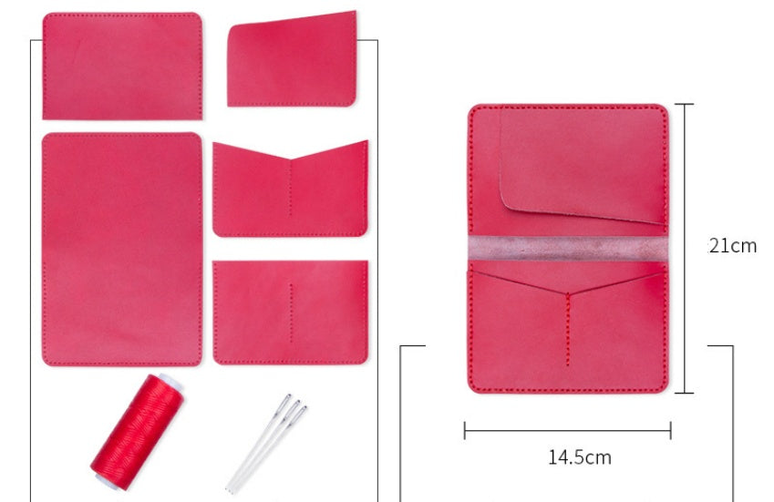 DIY Genuine Leather Passport Wallet Kit – Handmade Multifunction Travel Wallet Craft Kit for Beginners with Video Tutorial
