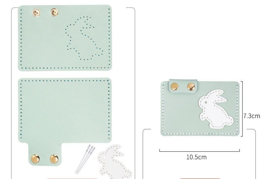 DIY Leather Bunny Wallet Kit – Handmade Colorful Leather Craft Wallet Set for Beginners
