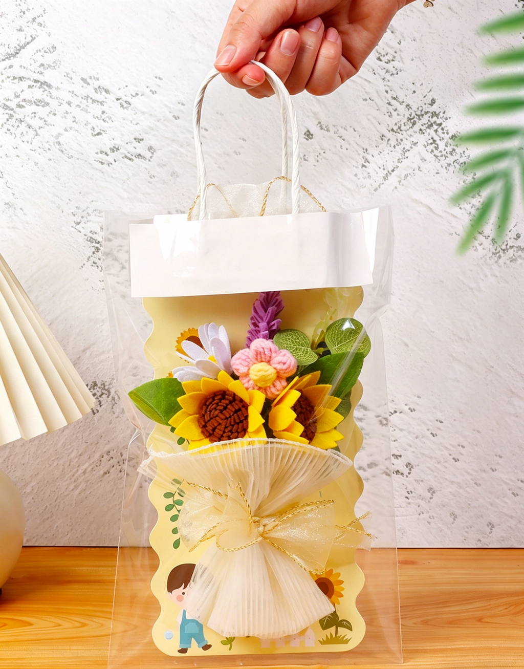 DIY Eternal Flower Bouquet Card Kit for Teachers’ Day | Felt & Yarn Artificial Flower Craft Set for Kids | Handmade Gift Card Materials Pack