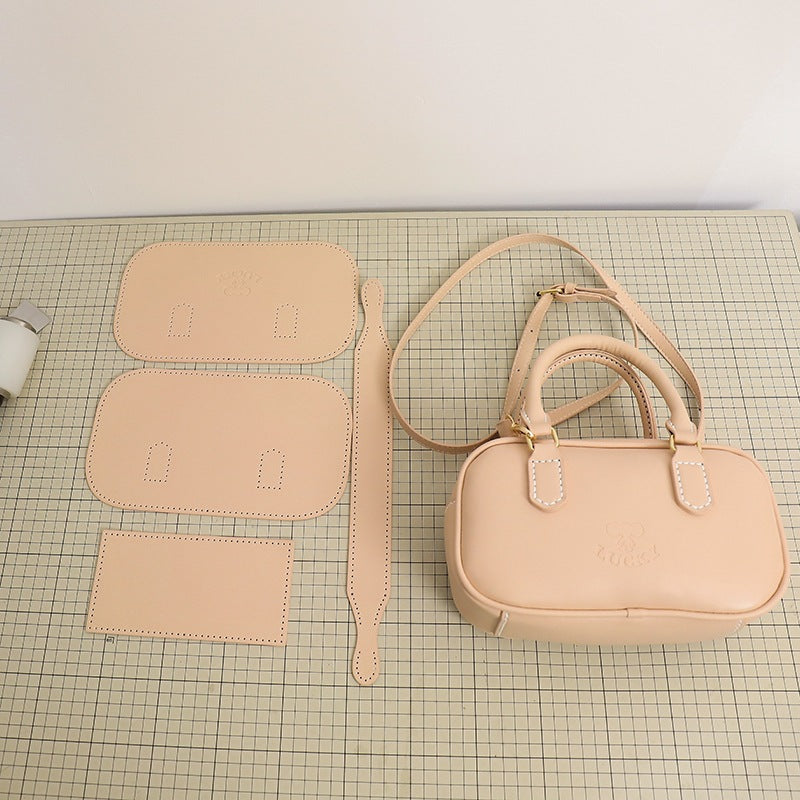 DIY PU Leather Handbag Kit for Beginners – Pre-Cut Sewing Craft Set with Video Tutorial, Elegant Crossbody Shoulder & Handheld Bag DIY Kit