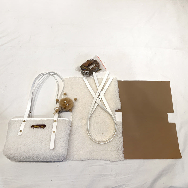 DIY Plush & PU Leather Handbag Kit – Beginner-Friendly 8-Minute Craft Set | Pre-Cut Materials | Handmade Shoulder & Tote Bag Gift for Her