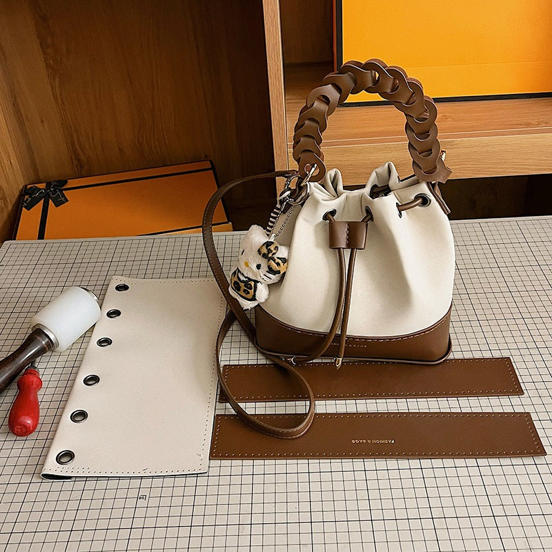 DIY PU Leather Tote Bag Kit for Beginners – Handmade Crossbody Handbag Sewing Kit with Pre-Cut Materials & Video Tutorial