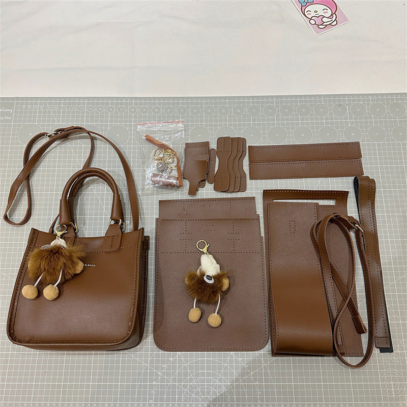 DIY PU Leather Handbag Kit for Beginners – Handmade Crossbody Tote Bag Sewing Kit with Adjustable Strap & Video Tutorial