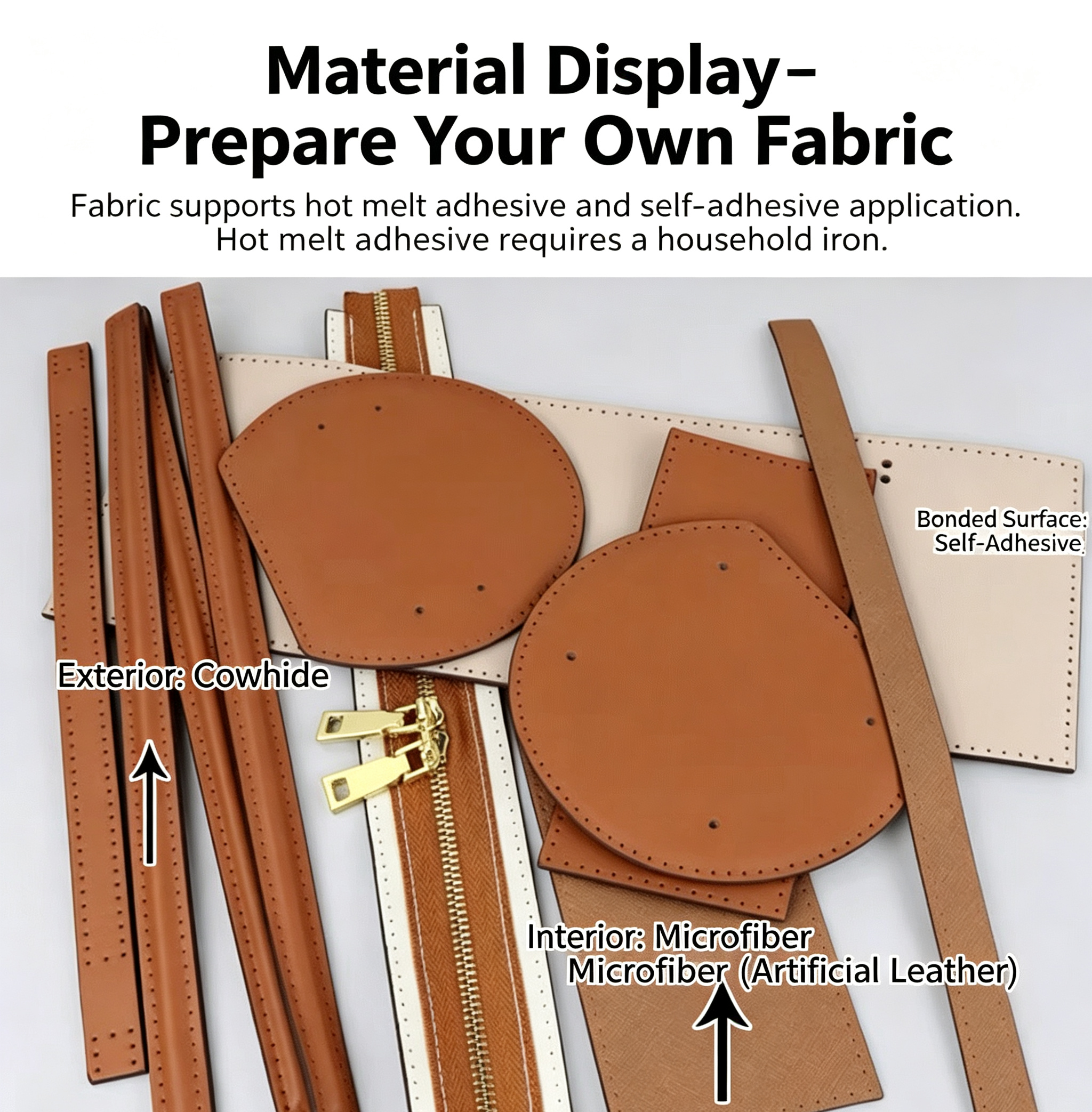 DIY Leather Crossbody Bag Kit for Beginners – Handmade Mini Purse Making Set with Fabric Design, Video Tutorial & Complete Materials