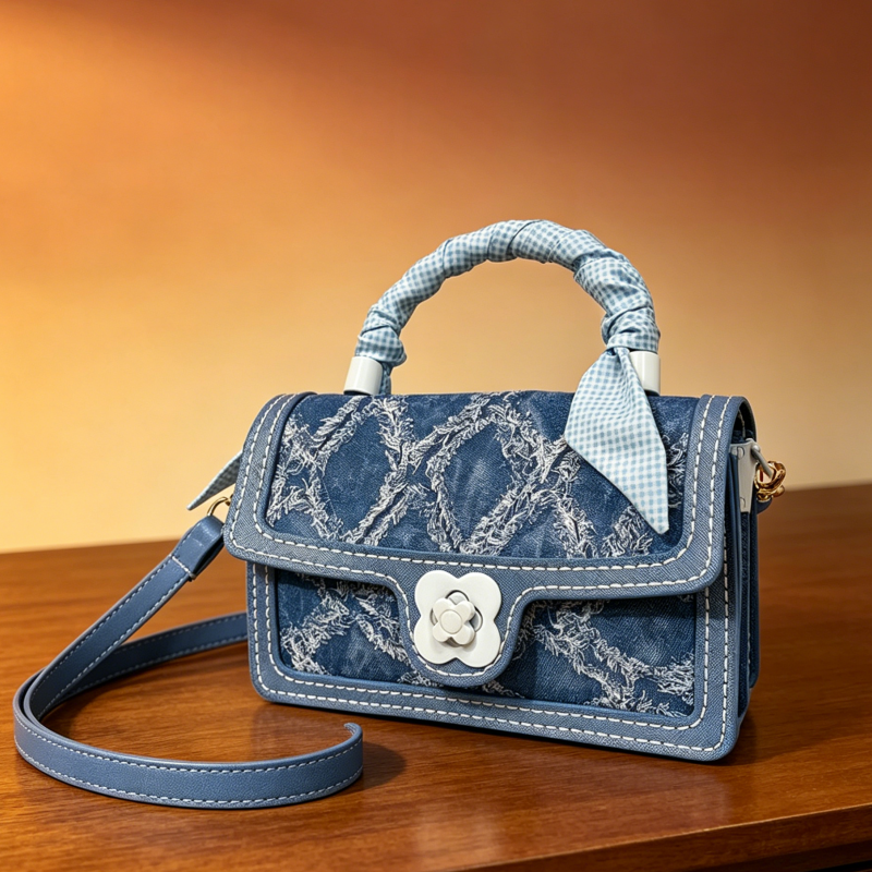 DIY PU Leather Handbag Kit for Beginners – Handmade Crossbody Tote Bag Sewing Kit with Pre-Cut Materials & Video Tutorial