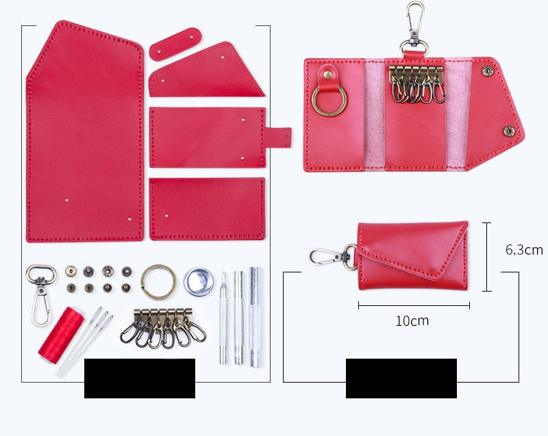 DIY Leather Key Case Kit for Beginners | Handmade Cowhide Key Organizer Wallet with Video Tutorial