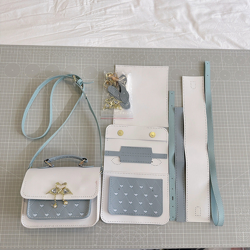 DIY Crossbody Bag Kit – Handmade PU Leather Shoulder Bag Craft Kit for Beginners with Video Tutorial (Top Handle & Adjustable Strap)