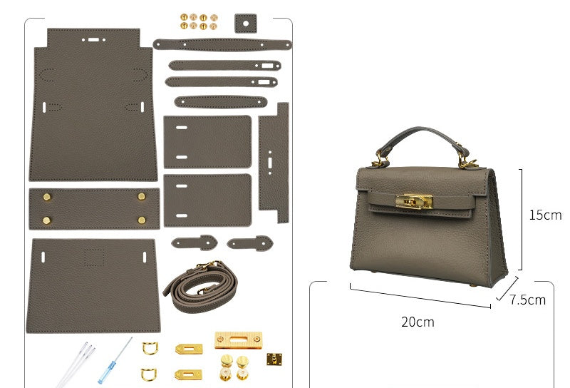 DIY Leather Handbag Kit | Beginner-Friendly Genuine Cowhide Handheld & Shoulder Bag Craft Set with Video Tutorial