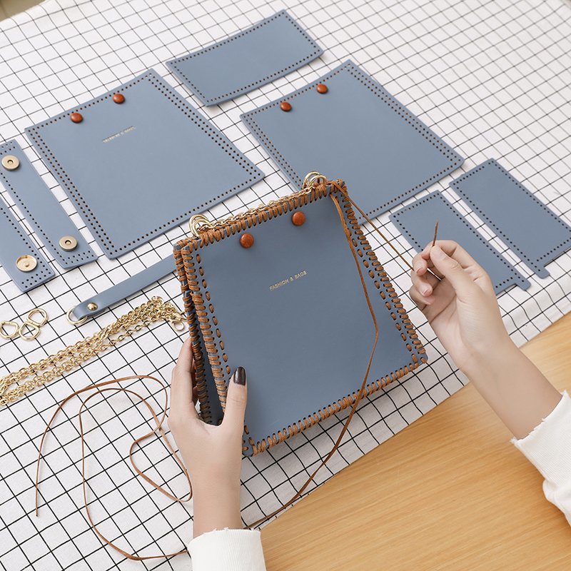 DIY PU Leather Shoulder Bag Kit – Handmade Crossbody Tote Bag Craft Kit for Beginners with Video Tutorial (Large Capacity)