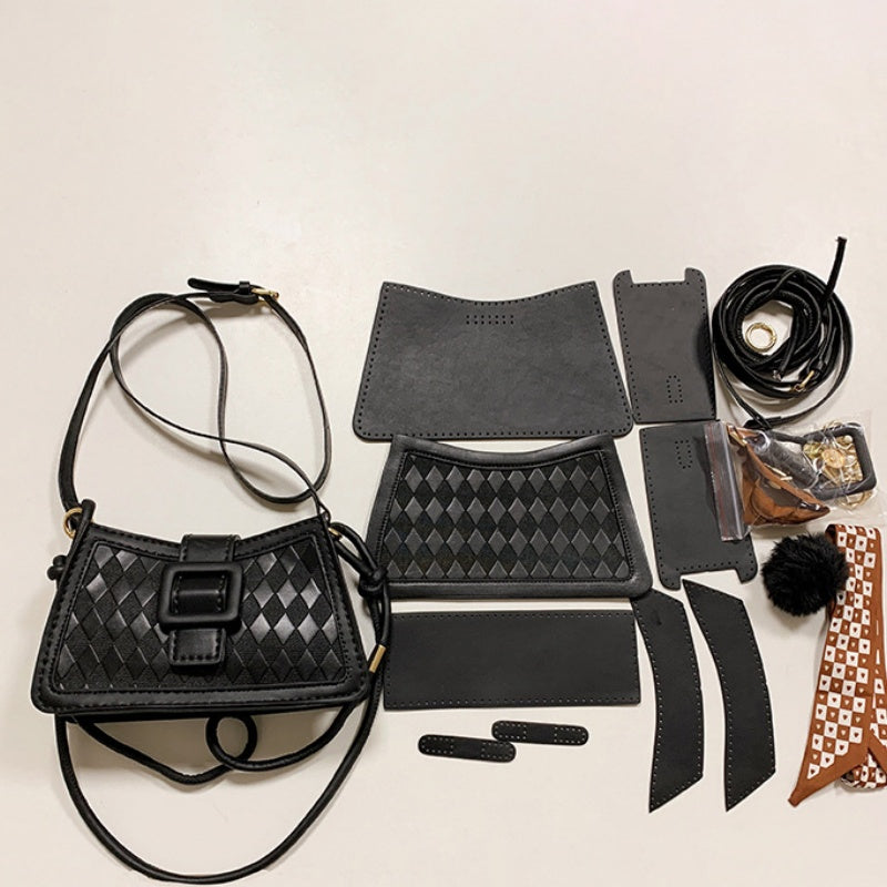 DIY Handmade PU Leather Handbag Kit – Beginner-Friendly Craft Set with Pre-Cut Materials &amp; Video Tutorial | Compact Crossbody &amp; Top Handle Bag