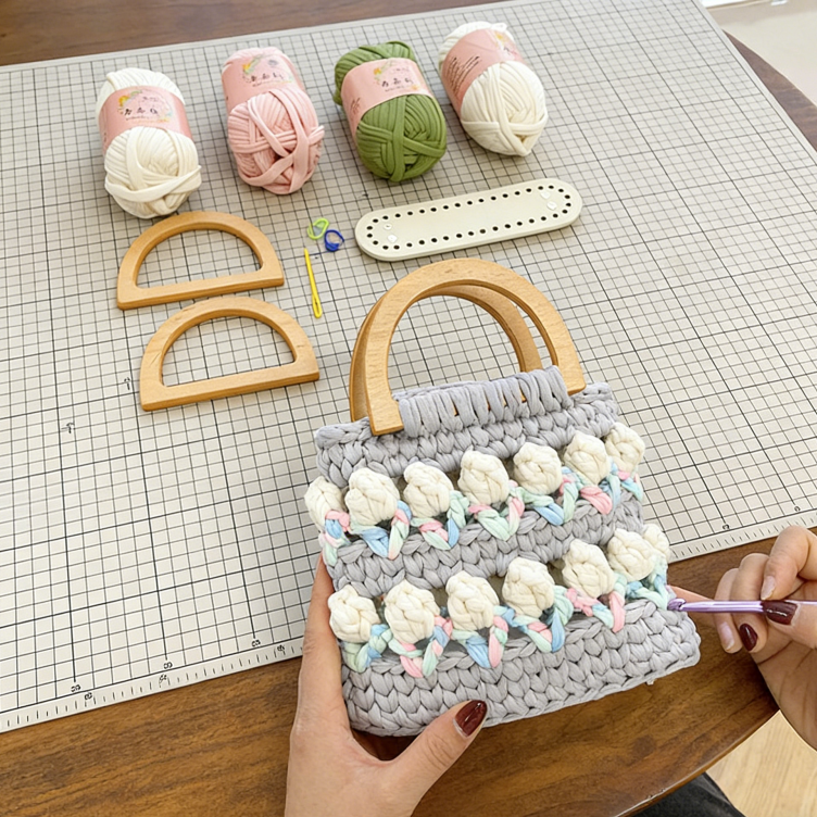 DIY Mini Tote Bag Sewing Kit – Handmade Fabric Handbag Craft Set for Beginners with Video Tutorial