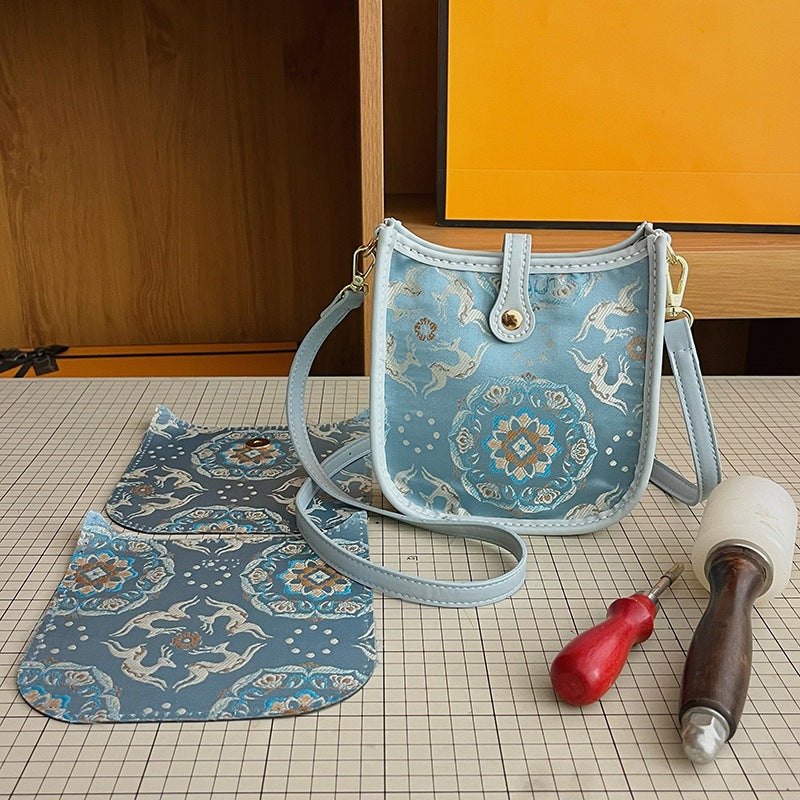 DIY Color Block PU Leather Shoulder Bag Kit | Vintage Crossbody Handbag Craft Set for Beginners with Video Tutorial