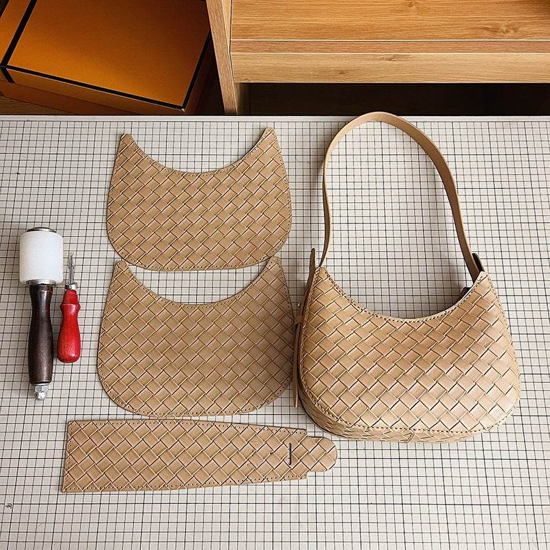 DIY PU Leather Handbag Kit for Beginners – Pre-Cut & Pre-Punched Handbag Sewing Kit with Video Tutorial, Elegant Crossbody Shoulder Bag Craft Set