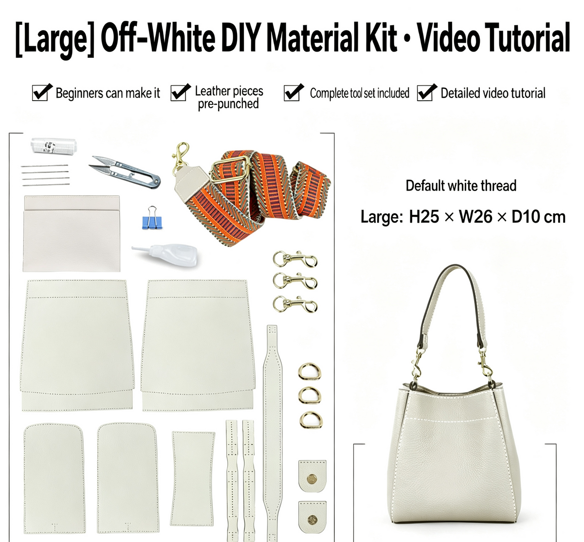 DIY Woven Leather Bucket Bag Kit – Full-Grain Leather Shoulder & Crossbody Bag Making Kit
