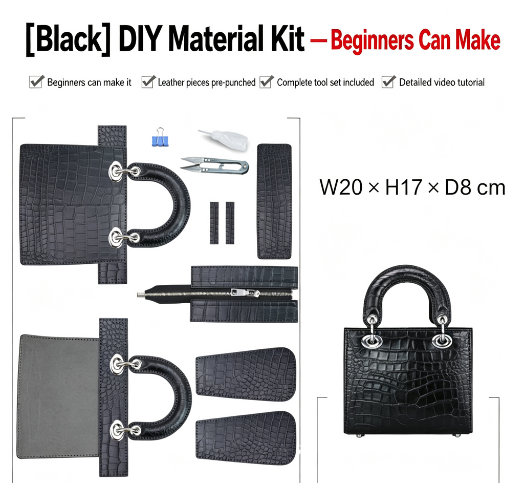 DIY Women's Leather Handbag Kit – Full-Grain Leather Crossbody & Shoulder Bag Making Kit