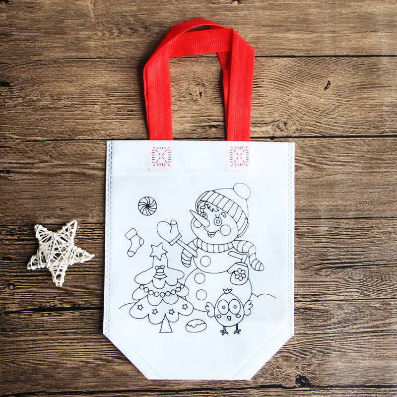 DIY Cartoon Coloring Tote Bag Kit for Kids – Creative Non-Woven Fabric Painting Handbag with Markers
