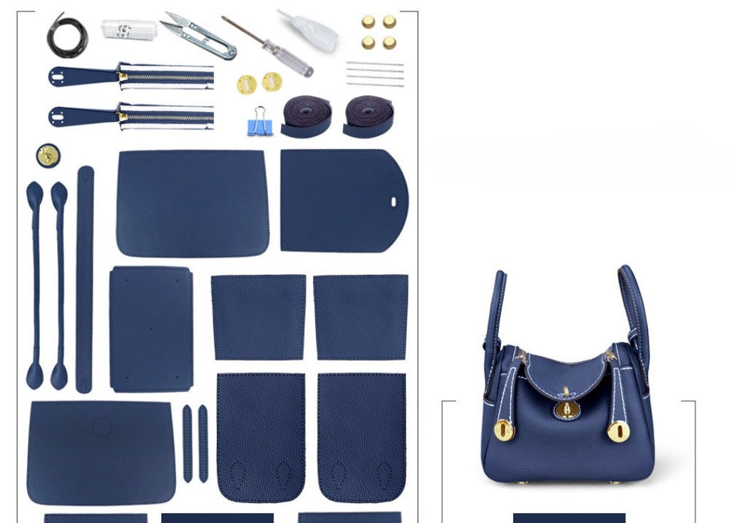 DIY Leather Shoulder Bag Kit – Beginner Top-Grain Cowhide Handmade Handbag