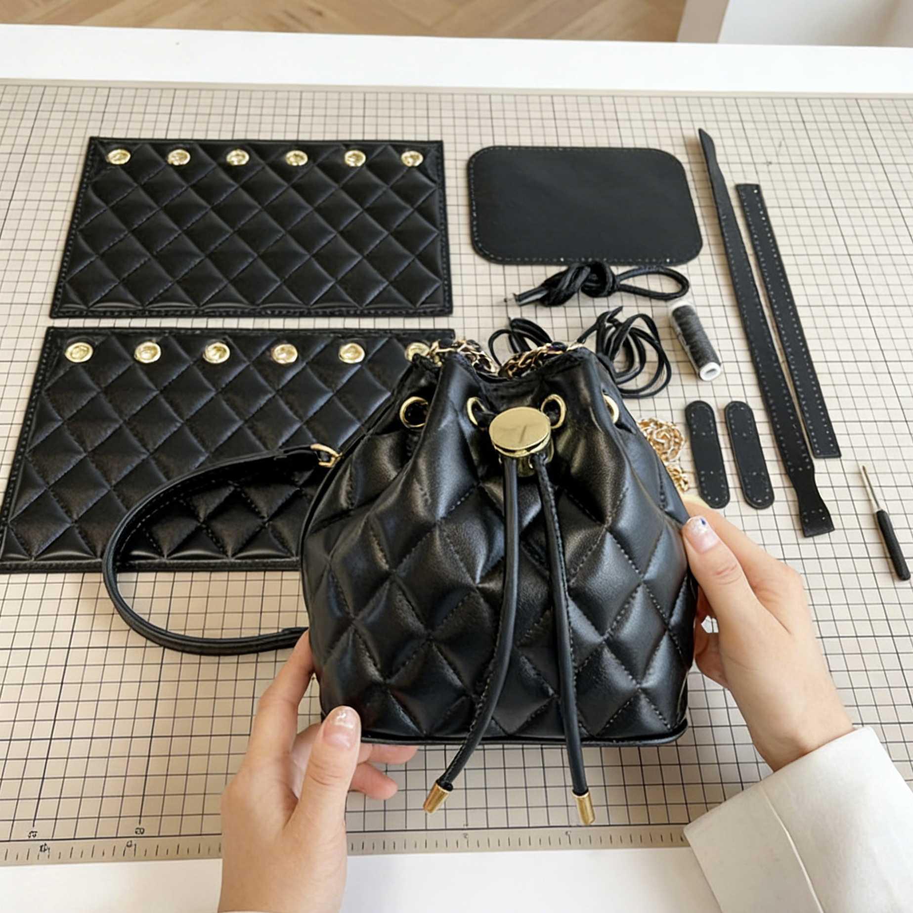 DIY PU Leather Handbag Kit – Handmade Mini Shoulder & Crossbody Bag Craft Kit for Beginners with Video Tutorial