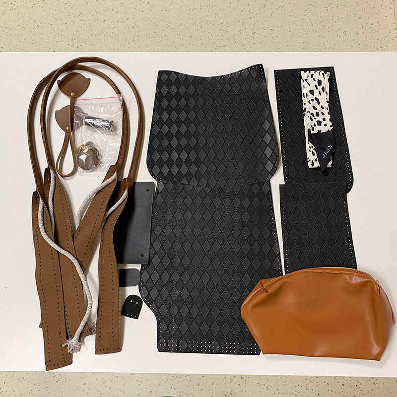 DIY PU Leather Tote Bag Kit for Beginners – Pre-Cut Handbag Sewing Craft Set with Video Tutorial & Complete Materials