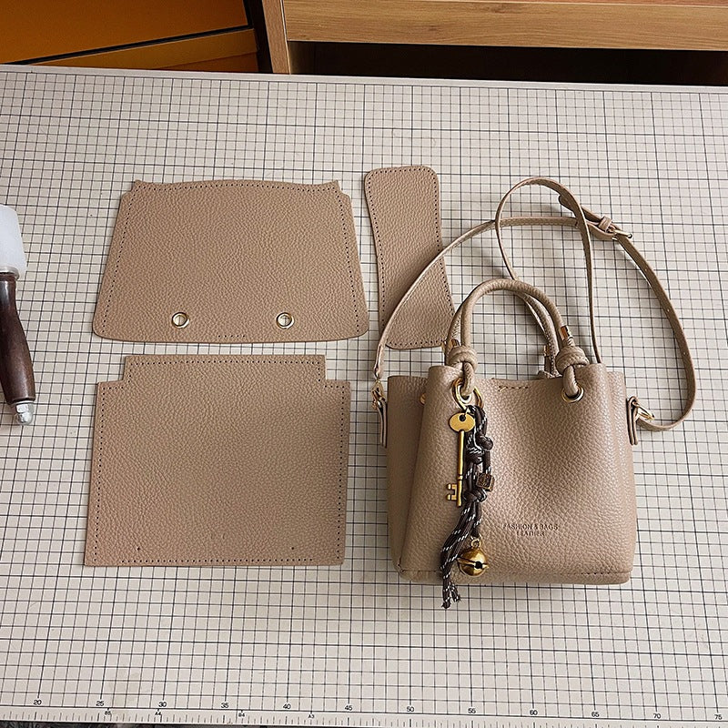 DIY PU Leather Handbag Kit for Beginners – Pre-Cut Sewing Craft Bag with Video Tutorial, Shoulder Crossbody Tote Purse Gift Kit